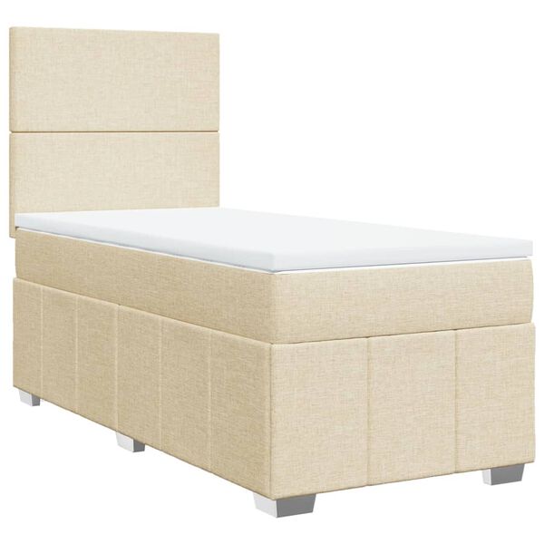 vidaXL Cama com molas/colch&atilde;o 90x200 cm tecido cor cr&egrave;me