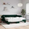 vidaXL Sof&aacute;-cama com gavet&atilde;o 90x200 cm veludo verde-escuro
