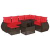 vidaXL Conjunto de sof&aacute; de jardim com 8 pe&ccedil;as e almofadas em rattan sint&eacute;tico marrom