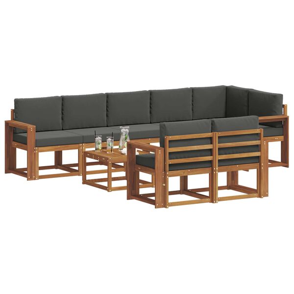 vidaXL Conjunto de Sof&aacute;s para Exterior 9 pcs Natural e Antracite