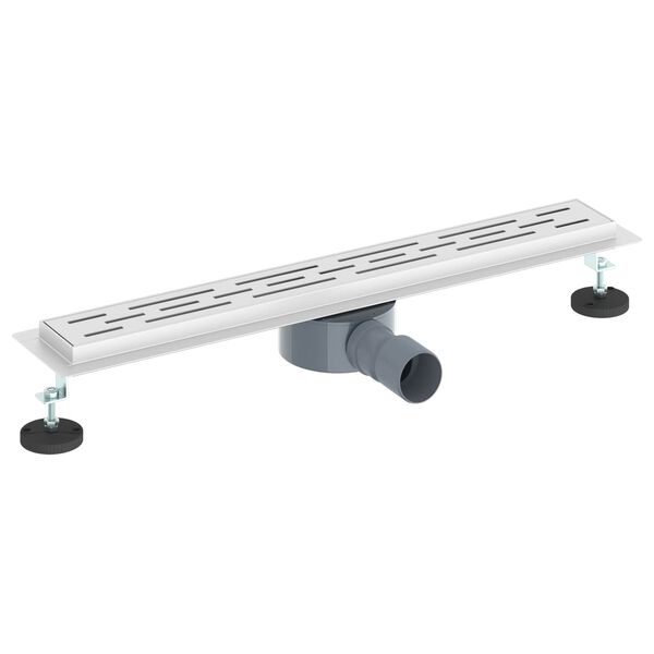 vidaXL Ralo de Chuveiro com Tampa de Vidro e Sif&atilde;o 360&deg; Prateado 60 cm