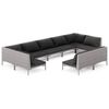 vidaXL 9 pcs conj. lounge jardim c/ almofad&otilde;es vime PE cinza-escuro