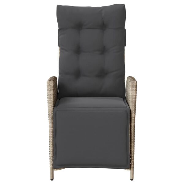 vidaXL Cadeira jardim reclin&aacute;vel c/ apoio para p&eacute;s vime PE cinza claro