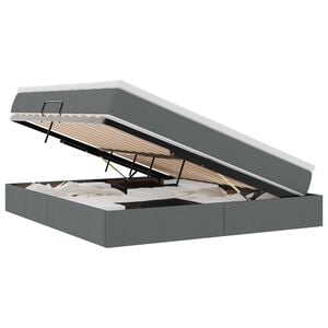 vidaXL Cama com arruma&ccedil;&atilde;o e colch&atilde;o Cinza Escuro 180 x 200 cm