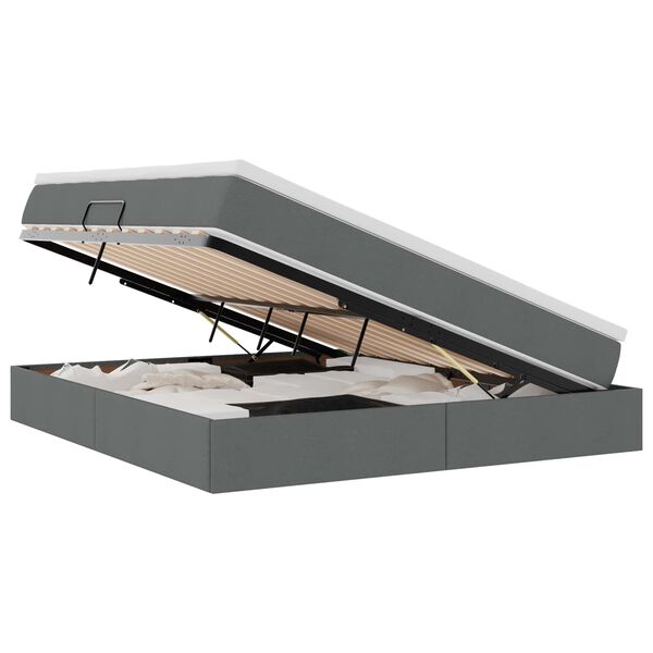 vidaXL Cama com arruma&ccedil;&atilde;o e colch&atilde;o Cinza Escuro 180 x 200 cm