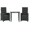 vidaXL 3 pcs conjunto de bistr&ocirc; com almofad&otilde;es vime PE preto