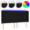 vidaXL Cabeceira de cama c/ luzes LED tecido 163x16x118/128 cm preto