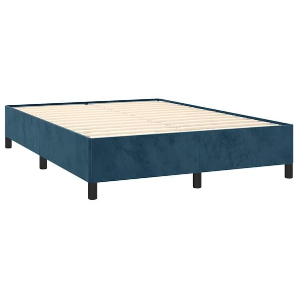 vidaXL Estrutura de cama sem colch&atilde;o 140x200 cm veludo azul-escuro