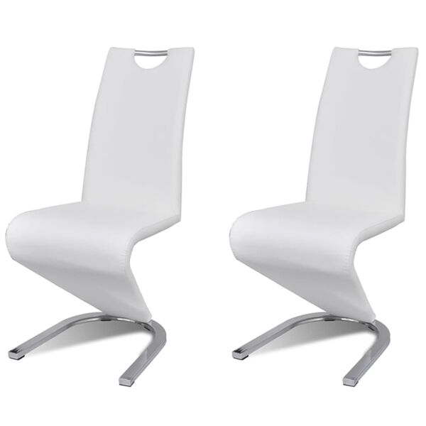 vidaXL Cadeiras de jantar 2 pcs couro artificial branco