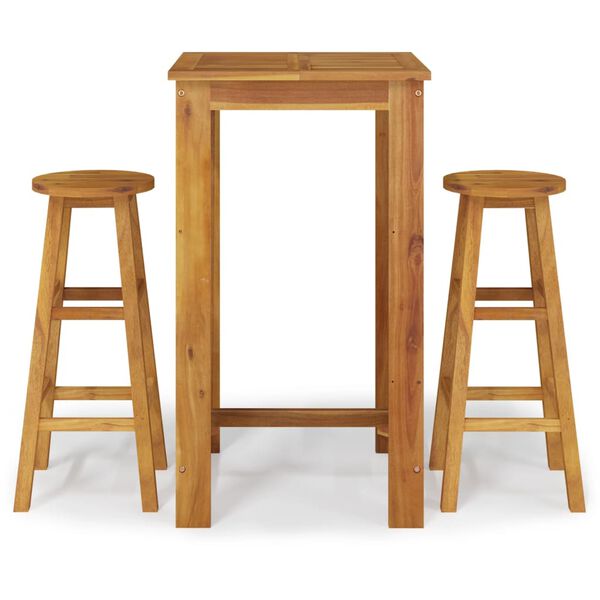 vidaXL Conjunto de bar para jardim 3 pcs madeira de ac&aacute;cia maci&ccedil;a