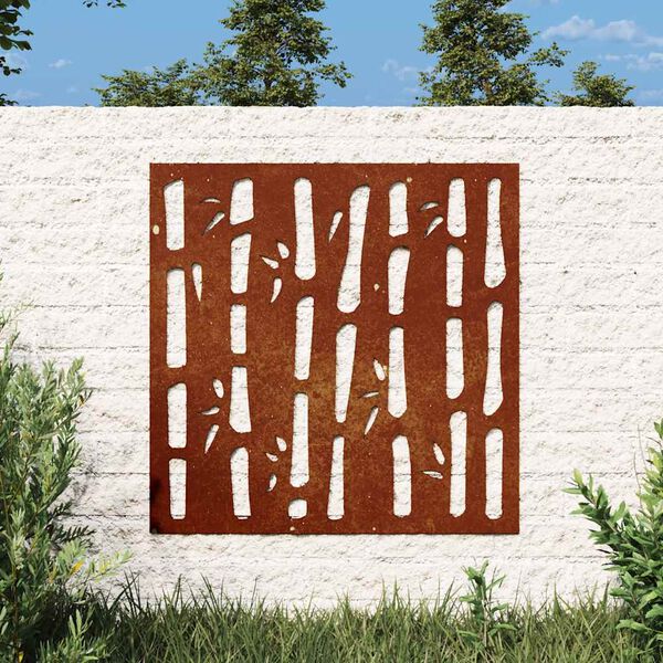 vidaXL Decora&ccedil;&atilde;o p/ muro de jardim 555x55 cm a&ccedil;o corten design bambu