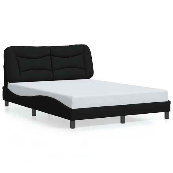 vidaXL Estrutura de cama sem colch&atilde;o Hvar 140x200 cm tecido preto
