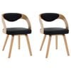 vidaXL Cadeiras jantar 2 pcs madeira curvada e couro artificial preto