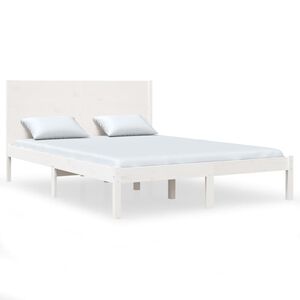 vidaXL Cama sem colch&atilde;o 140x190 cm madeira de pinho maci&ccedil;a branco