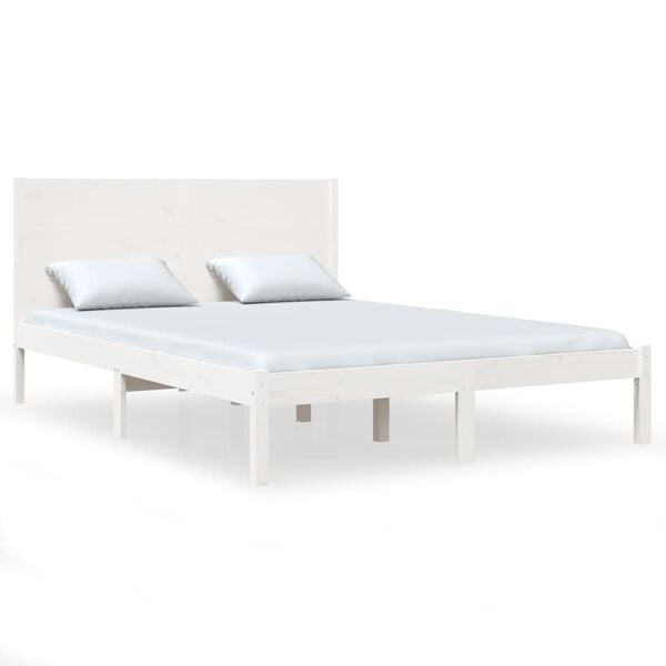 vidaXL Cama sem colch&atilde;o 140x190 cm madeira de pinho maci&ccedil;a branco