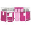vidaXL Estrutura de Cama Loft para Crian&ccedil;as com Cortinas Branco e Rosa