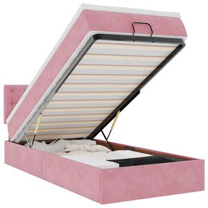 moldura de cama otomana vidaXL com colch&atilde;o rosa 90x190 cm Veludo