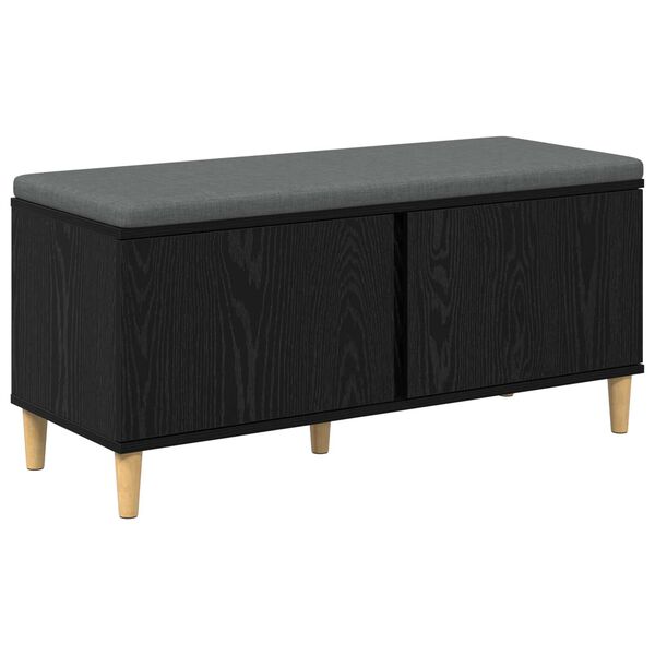 vidaXL Banco de Hall com almofada Carvalho Preto 60 x 38 x 46 cm