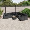 vidaXL 11 pcs conjunto sof&aacute;s de jardim c/ almofad&otilde;es vime PE preto