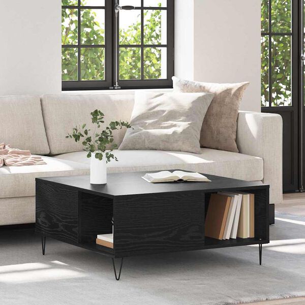 vidaXL Mesa de centro Carvalho Preto 80 x 80 x 36,5 cm