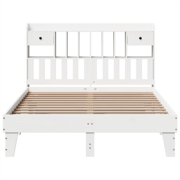 vidaXL Cama sem colch&atilde;o 160x200 cm madeira de pinho maci&ccedil;a branco