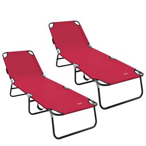 vidaXL Espregui&ccedil;adeira dobr&aacute;vel 2 pcs Vermelho 188 x 57 x 86,5 cm