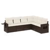 vidaXL 6 pcs conjunto de sof&aacute;s jardim c/ almofad&otilde;es vime PE castanho