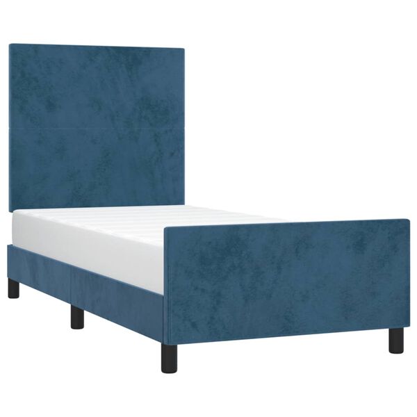 vidaXL Estrutura de cama sem colch&atilde;o 90x200 cm veludo azul-escuro