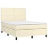 vidaXL Cama box spring c/ colch&atilde;o/LED 140x190cm couro artificial creme