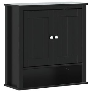 vidaXL M&oacute;vel de parede p/ WC BERG 69,5x27x71,5 cm madeira maci&ccedil;a preto