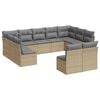 vidaXL 11 pcs conjunto sof&aacute;s de jardim c/ almofad&otilde;es vime PE bege