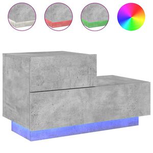 vidaXL Mesa de cabeceira com luzes LED 70x36x40,5 cm cinzento-cimento
