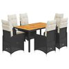 vidaXL 7 pcs conjunto de bistr&ocirc; p/ jardim c/ almofad&otilde;es vime PE preto