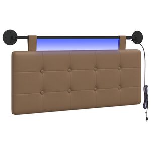 vidaXL Cabeceira suspensa Com luz LED Cappuccino Couro Sint&eacute;tico