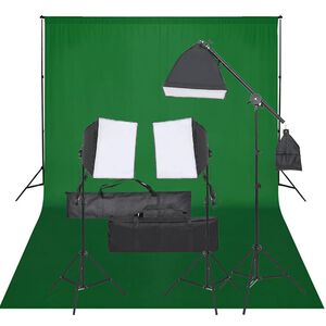 vidaXL Kit de est&uacute;dio fotogr&aacute;fico com conjunto de ilumina&ccedil;&atilde;o e fundo