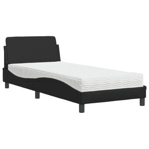 vidaXL Cama com colch&atilde;o Dover 90x190 cm couro artificial preto