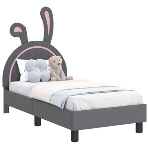 vidaXL Estrutura de Cama para Crian&ccedil;a com Cabeceira Cinzento-claro PU