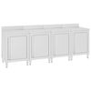 vidaXL Mesa trabalho comercial c/ arm&aacute;rio 240x60x96 cm a&ccedil;o inoxid&aacute;vel