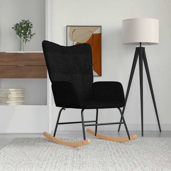 vidaXL Cadeira de baloiço tecido preto