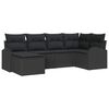 vidaXL Conjunto de Sof&aacute;s com almofada 6 pcs Preto vime PE