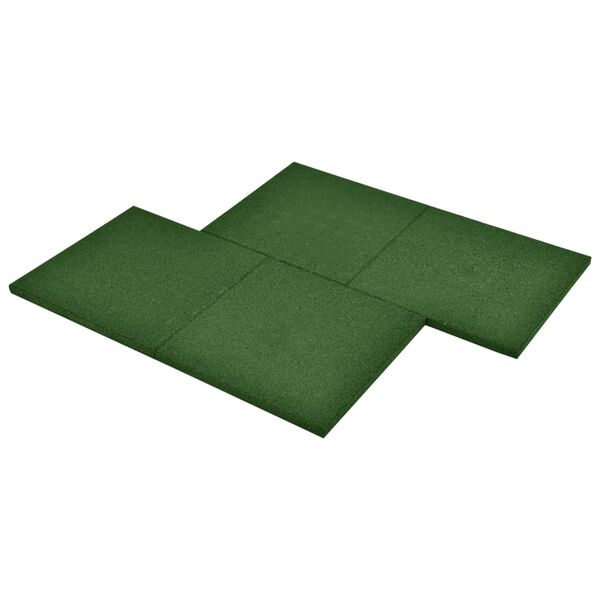 vidaXL Ladrilhos prot. contra quedas 6 pcs borracha 50x50x3cm verde