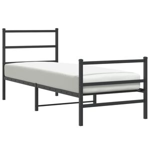 vidaXL Estrutura de cama com cabeceira e p&eacute;s 75x190 cm metal preto