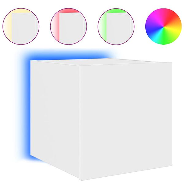 vidaXL M&oacute;vel de parede para TV com luzes LED 30,5x35x30 cm branco