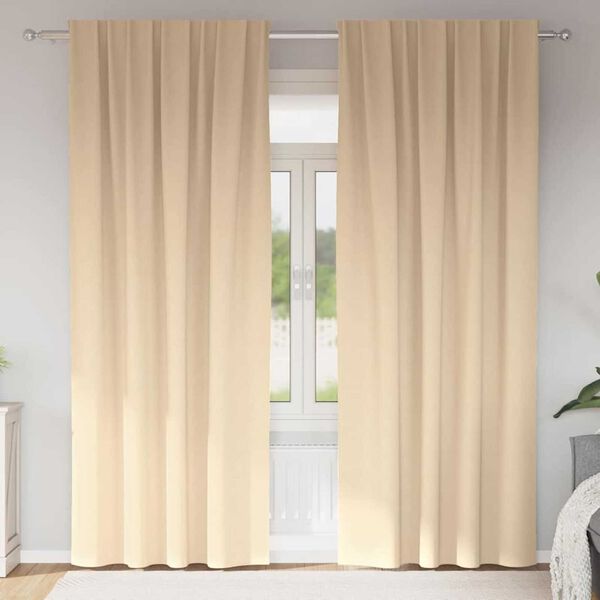 vidaXL Cortinas Blackout com Argolas 2 pcs Creme 260 x 140 cm