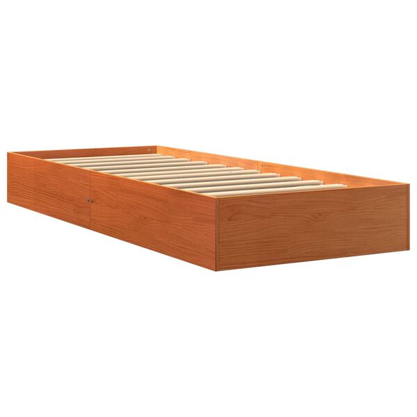 vidaXL Cama sem colch&atilde;o 90x190 cm madeira de pinho maci&ccedil;a castanho-mel