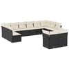 vidaXL 12 pcs conjunto de sof&aacute;s de jardim c/ almofad&otilde;es vime PE preto