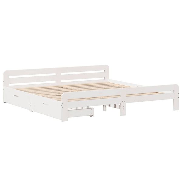 vidaXL Cama sem colch&atilde;o 200x200 cm madeira de pinho maci&ccedil;a branco