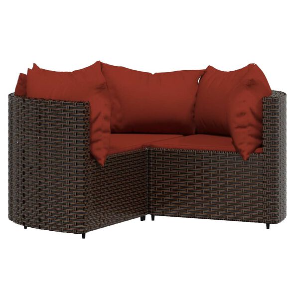 vidaXL 4 pcs conjunto lounge jardim c/ almofadões vime PE castanho
