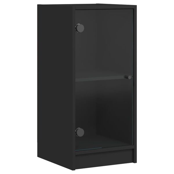 vidaXL Arm&aacute;rio de apoio c/ portas de vidro 35x37x75,5 cm preto