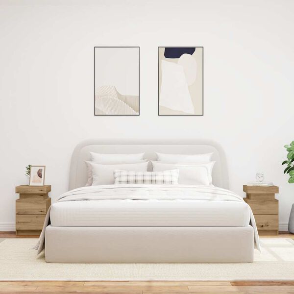 vidaXL Mesas cabeceira c/ LED 2 pcs deriv. madeira carvalho artisiano